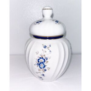 ANTIQUE FIRENZE ITALIA FOR PERUGINA BY "AURORA" COVERED TRINKET BOX /JAR-ITALY